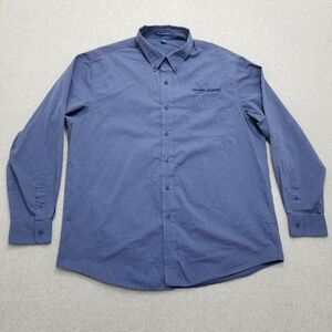 Port‎ Authority Shirt Mens XL Blue Striped Button Up Long Sleeve Pocket